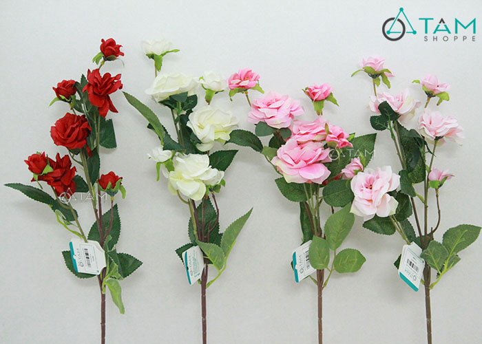 Cành hoa hồng giả Vintage 80cm số 80